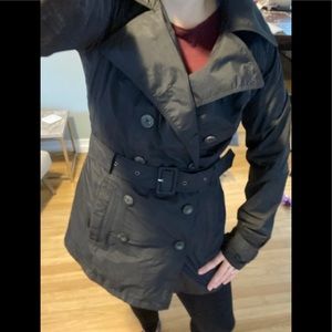 Belted Black North Face Trench, size Small